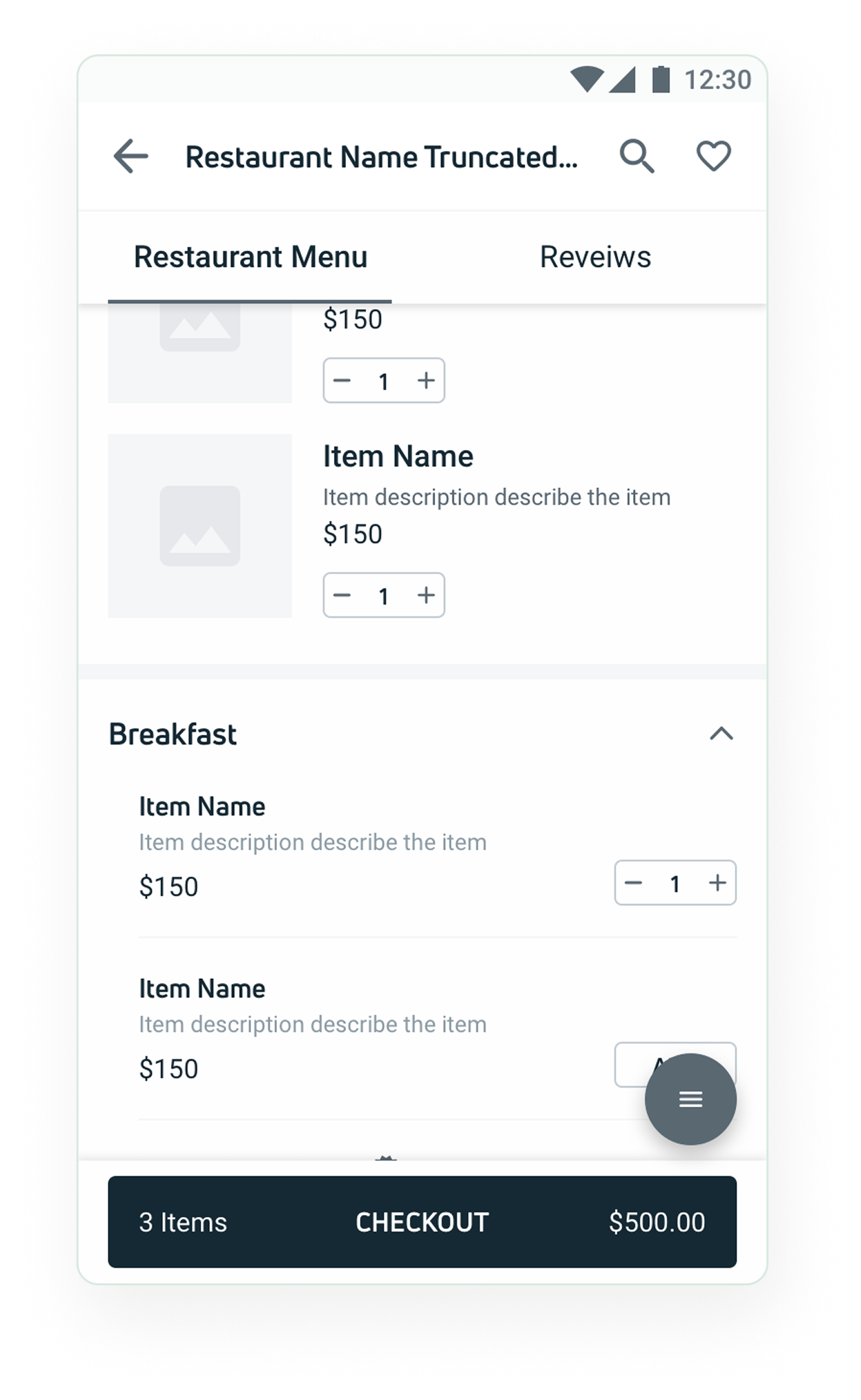 Added items wireframe