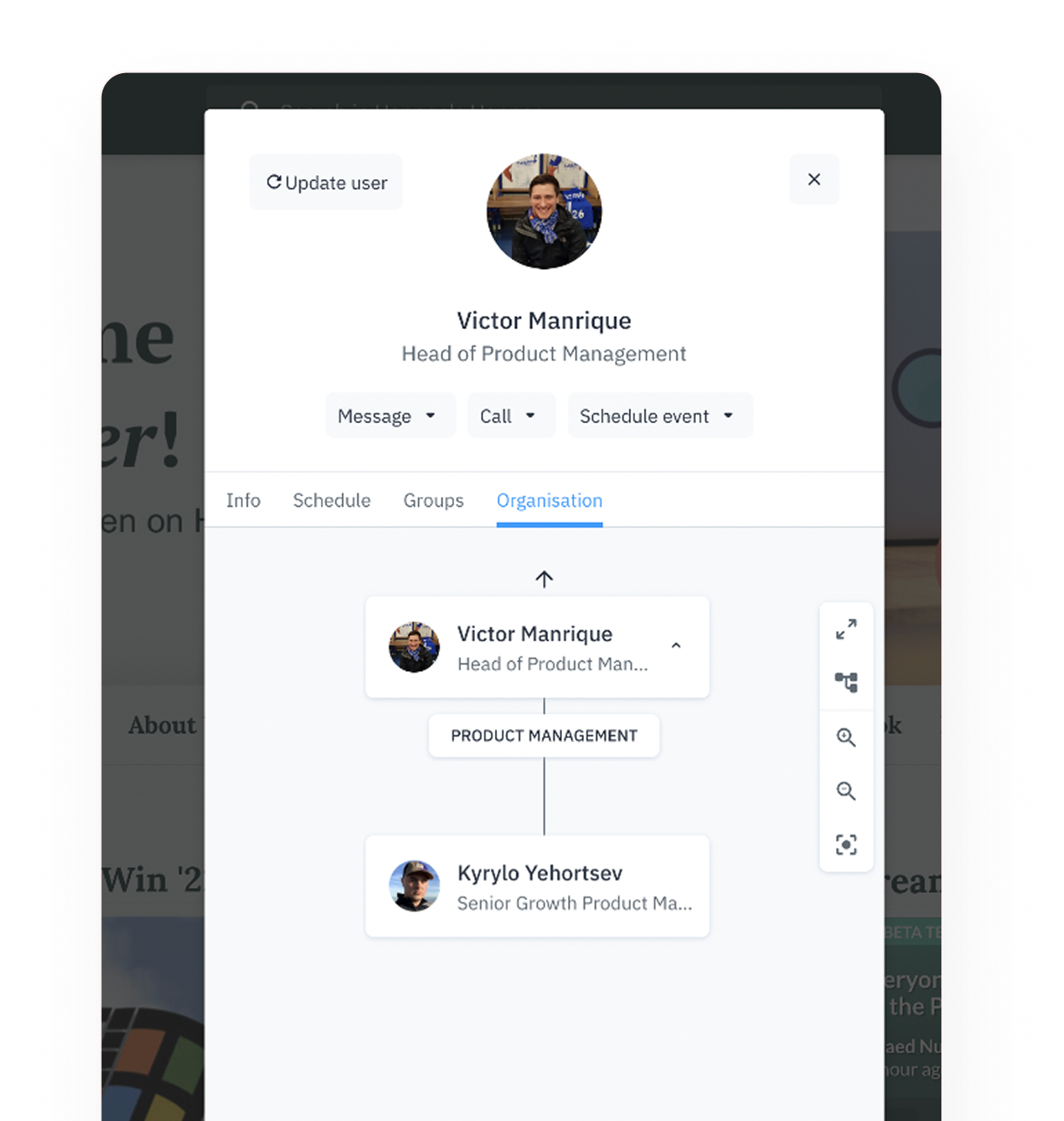 Old People Directory UI — profile card showing limited information