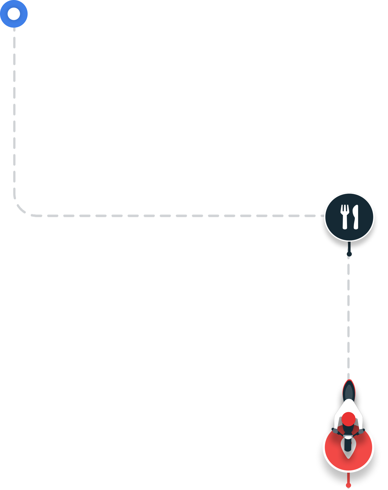 Finish delivery — illustrated drop-off scenario