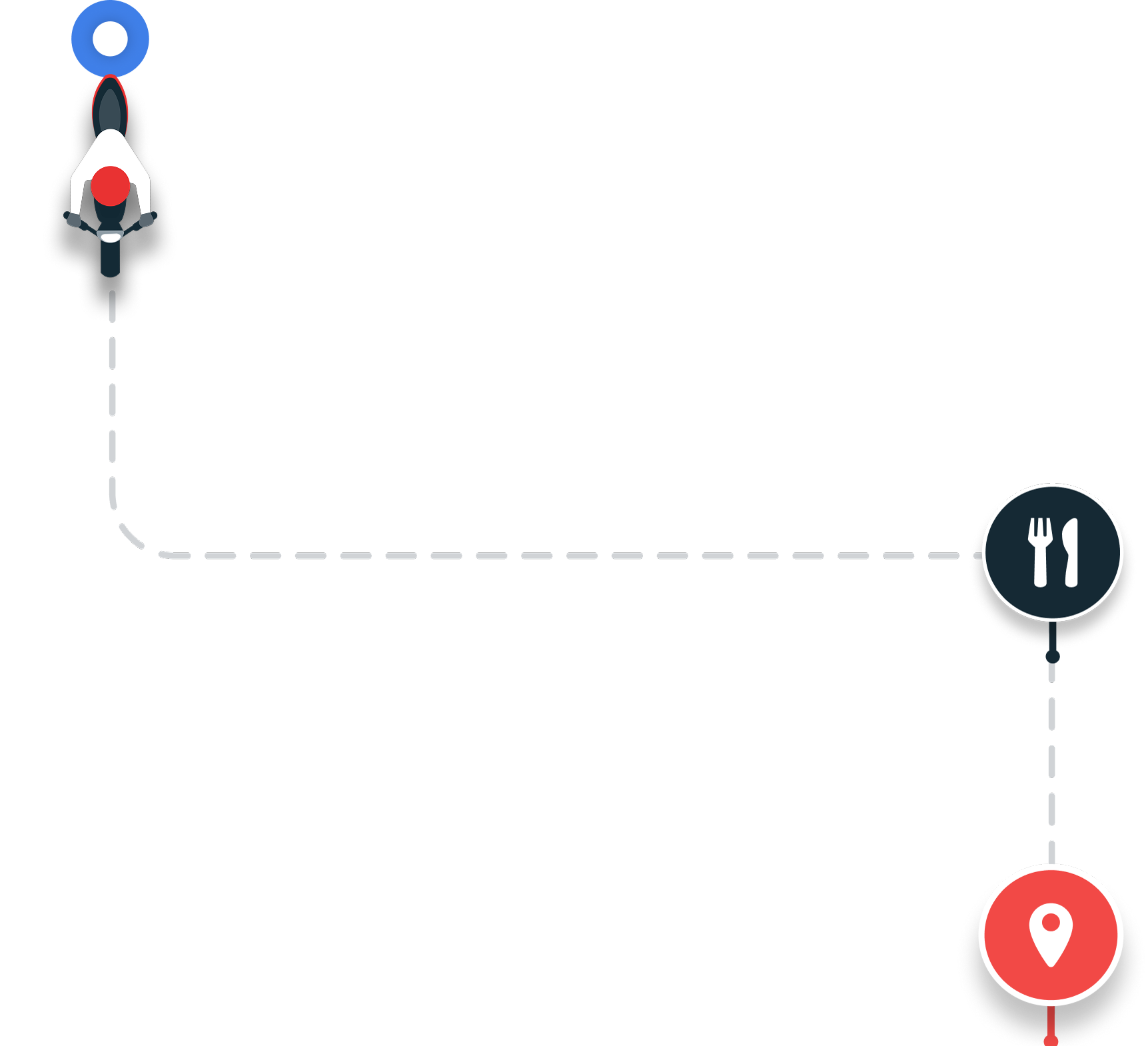Request screen — illustrated delivery scenario